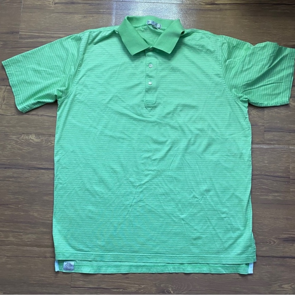 Peter Milar Green Striped Polo Shirt XL